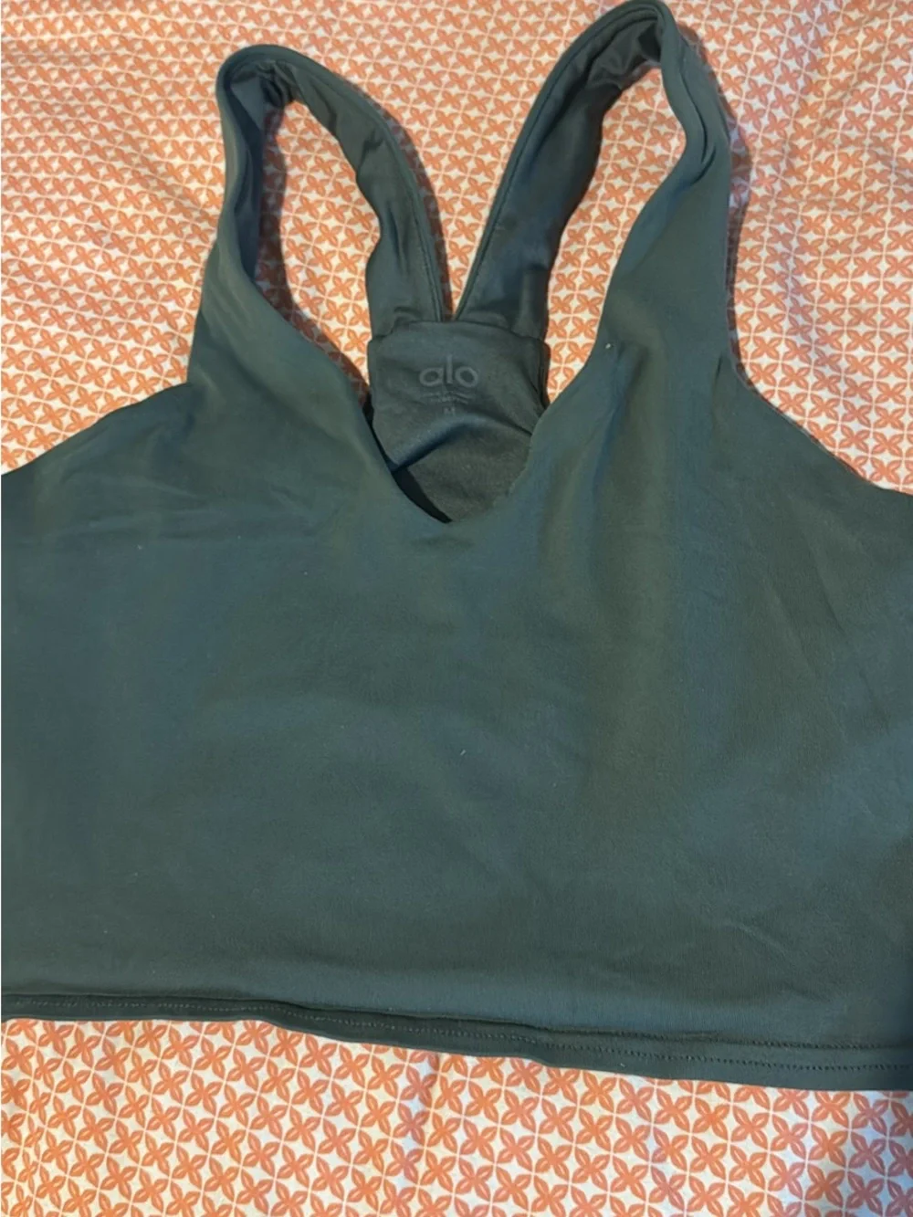 ALO Yoga Dark Green Athletic Tank and Leggings Set